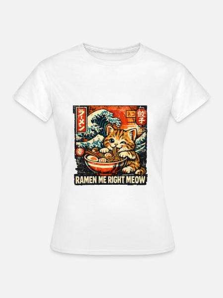 Ramen Katze Kanagawa - Frauen T-Shirt - Weiß