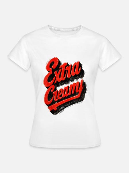 Extra Creamy Retro Schriftzug - Frauen T-Shirt - Weiß
