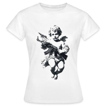 Engel mit Gewehr Silhouette - Frauen T-Shirt - Weiß - Vorne - AI Model Female 172 dark (172cm)