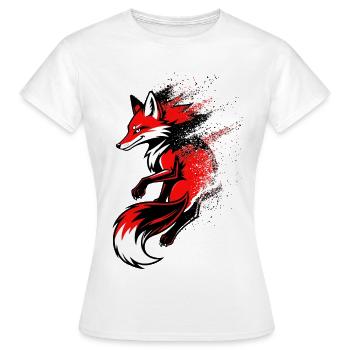 Kitsune Rouge Dispersion – Renard Japonais Graphiq - T-shirt Femme - blanc - Devant - AI Model Female 172 dark (172cm)
