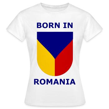 Né en Roumanie Shield - T-shirt Femme - blanc - Devant - AI Model Female 172 dark (172cm)