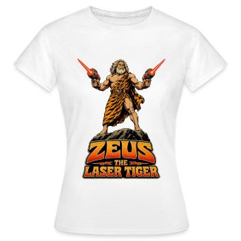 Zeus - The Laser - Tiger (Action vs. Mythos) - Frauen T-Shirt - Weiß - Vorne - AI Model Female 172 dark (172cm)