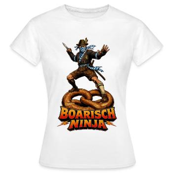 Boarisch Ninja – Retro Bayern Samurai Vintage Shir - Frauen T-Shirt - Weiß - Vorne - AI Model Female 172 dark (172cm)