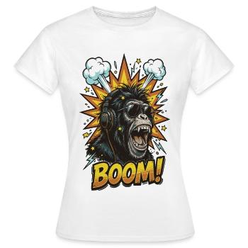 Cool chimpanzee with headphones comic design - Women's T-Shirt - white - Front - AI Model Female 172 dark (172cm)