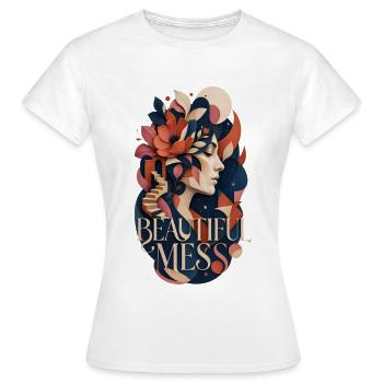 Beautiful Mess – Modern Art Collage - Women's T-Shirt - white - Front - AI Model Female 172 dark (172cm)