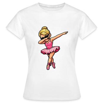 Dabbing Blonde Ballerina in Comic Style - Women's T-Shirt - white - Front - AI Model Female 172 dark (172cm)
