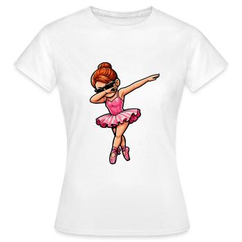 Dabbing redhead ballerina - Women's T-Shirt - white - Front - AI Model Female 172 dark (172cm)