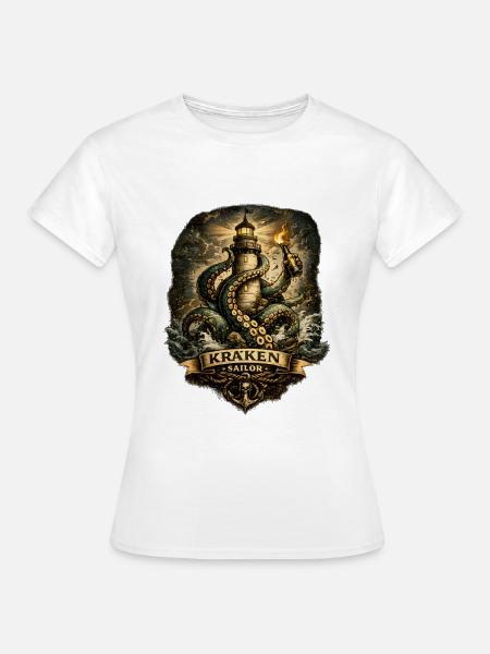 Leuchtturm Kraken Sailor - Frauen T-Shirt - Weiß