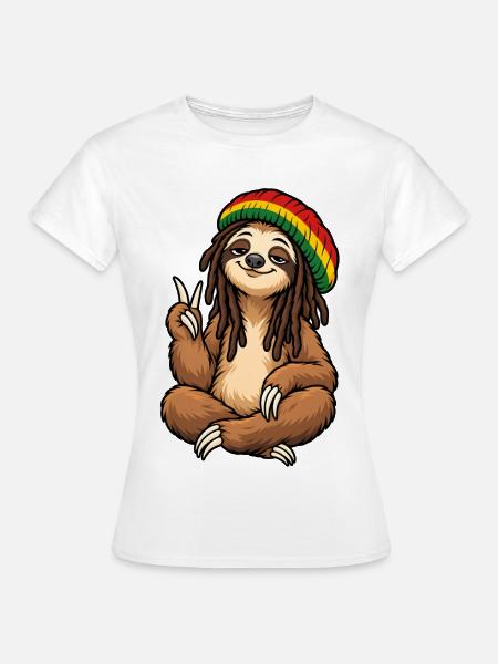 Cooles Rastafari Faultier - Frauen T-Shirt - Weiß