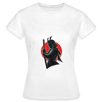 Samurai Silhouette Under Red Sun - Women's T-Shirt - white - Front - AI Model Female 172 dark (172cm)
