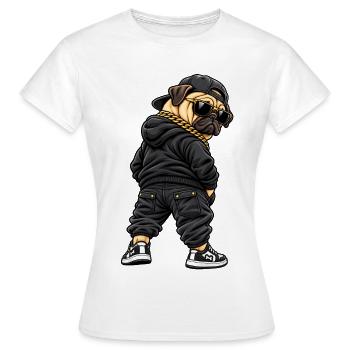 Un carlin gangster cool en mode streetwear - T-shirt Femme - blanc - Devant - AI Model Female 172 dark (172cm)