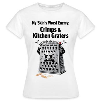 My Skin's Worst Enemy: Crimps & Kitchen Graters - Women's T-Shirt - white - Front - AI Model Female 172 dark (172cm)
