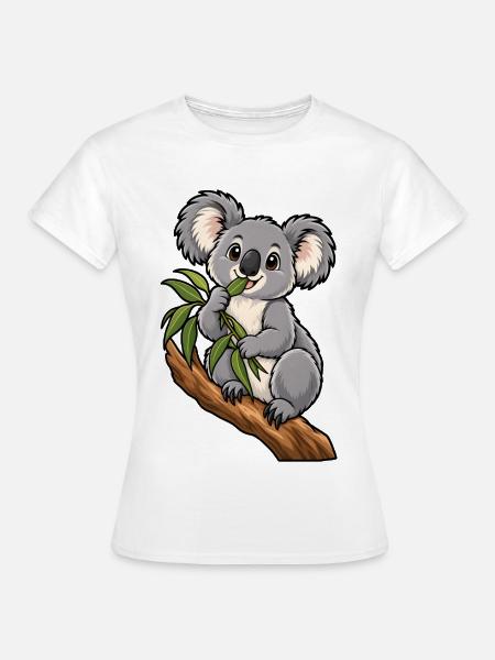 Süßer Koala beim Eukalyptus Essen - Frauen T-Shirt - Weiß