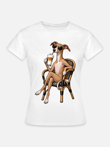 Italienisches Windspiel mit Latte Macchiato - Frauen T-Shirt - Weiß