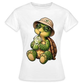 Süße Schildkröte mit Matcha Latte - Frauen T-Shirt - Weiß - Vorne - AI Model Female 172 dark (172cm)