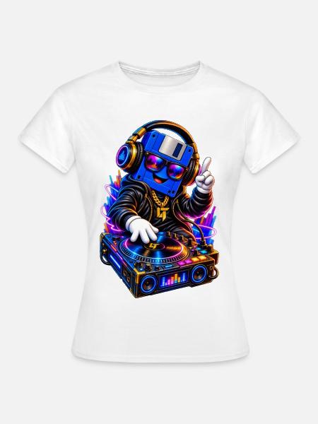 90er Retro DJ Diskette - Frauen T-Shirt - Weiß