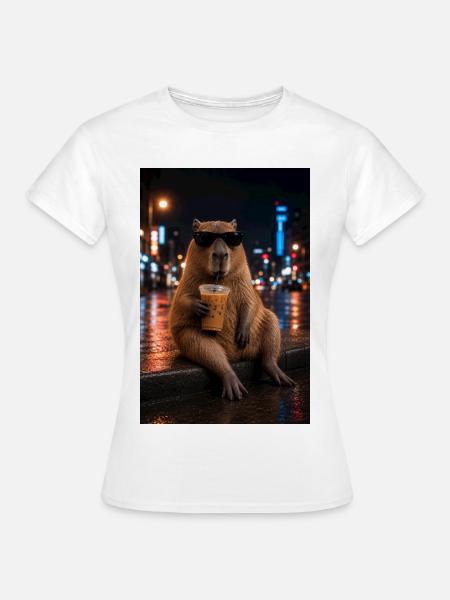 Urban Coffee Capybara - Frauen T-Shirt - Weiß