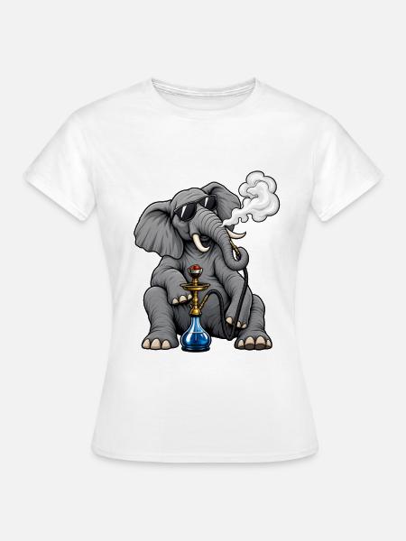 Elefant mit Shisha - Frauen T-Shirt - Weiß