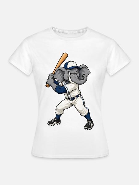 Elefant beim Baseball - Frauen T-Shirt - Weiß