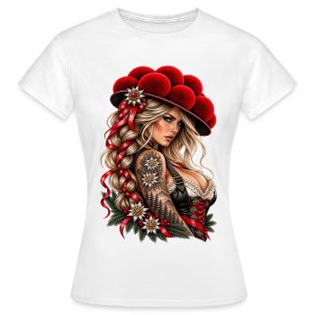Alpine Queen – Wilde Schwarzwald Schönheit - Frauen T-Shirt - Weiß - Vorne - AI Model Female 172 dark (172cm)