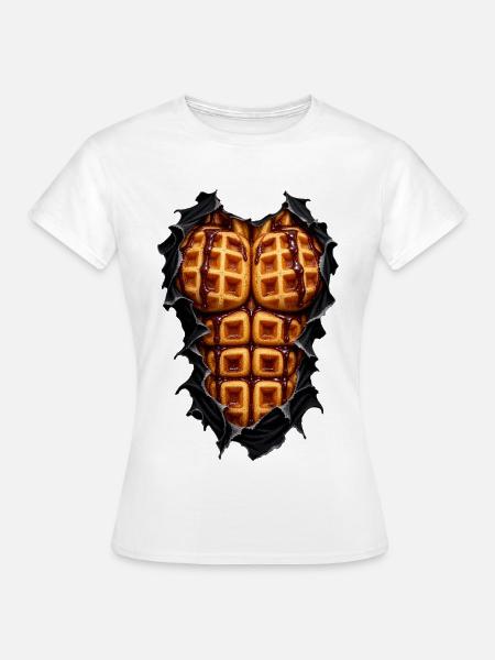 Waffel-Bauchmuskeln – Gourmet-Trompe-l'oeil - Frauen T-Shirt - Weiß