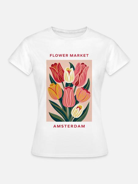 Amsterdam - Flower market - Frauen T-Shirt - Weiß