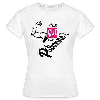 Femme vêtement tee shirt humour - T-shirt Femme - blanc - Devant - AI Model Female 172 dark (172cm)