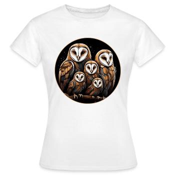 Schleiereule Schleiereulenfamilie Eulengrafik - Frauen T-Shirt - Weiß - Vorne - AI Model Female 172 dark (172cm)