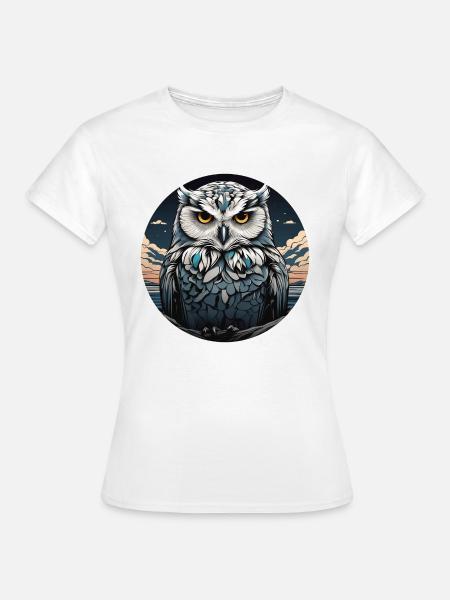 Schneeeulenportrait Schneeeule Eulengrafik - Frauen T-Shirt - Weiß