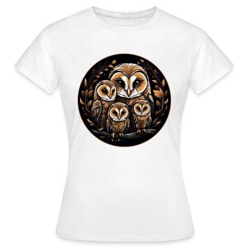Schleiereule Schleiereulenfamilie Eulengrafik - Frauen T-Shirt - Weiß - Vorne - AI Model Female 172 dark (172cm)