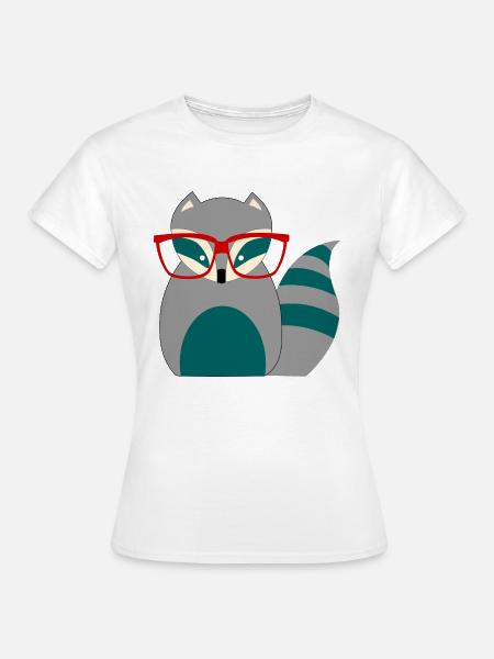 Waschbär Nerd - Frauen T-Shirt - Weiß