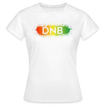 DNB Splat - Drum n Bass Junglist Rouge Jaune Vert - T-shirt Femme - blanc - Devant - AI Model Female 172 dark (172cm)
