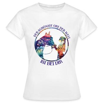 Der schönste Ort der Welt - ist bei dir - Frauen T-Shirt - Weiß - Vorne - AI Model Female 172 dark (172cm)