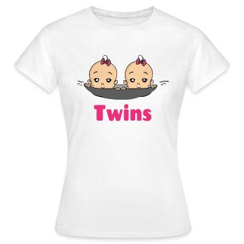 Twins Zwillinge Babys Mädchen Schwangerschaft - Frauen T-Shirt - Weiß - Vorne - AI Model Female 172 dark (172cm)