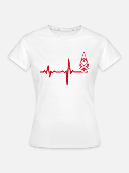 Geschenk Heartbeat Gartenzwerg - Frauen T-Shirt - Weiß