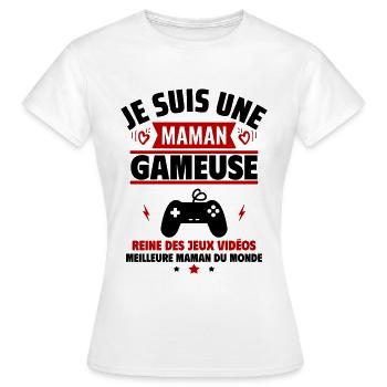 Je suis une maman gameuse, cadeau fête des mères - T-shirt Femme - blanc - Devant - AI Model Female 172 dark (172cm)