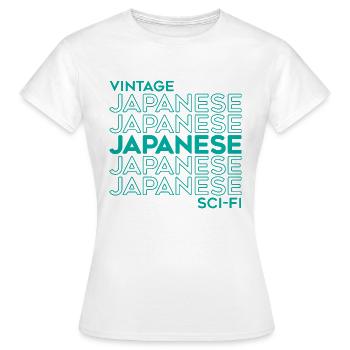 Vintage Japanese Sci fi Anime Slap - T-shirt Femme - blanc - Devant - AI Model Female 172 dark (172cm)