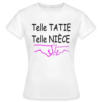 Telle Tatie Telle Nièce / message touchant - T-shirt Femme - blanc - Devant - AI Model Female 172 dark (172cm)