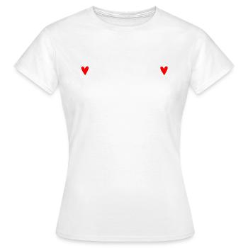 Red heart nipple T-shirt - Women's T-Shirt - white - Front - AI Model Female 172 dark (172cm)