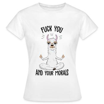 Fuck You and your Morals Lama Llama middle finger - Women's T-Shirt - white - Front - AI Model Female 172 dark (172cm)