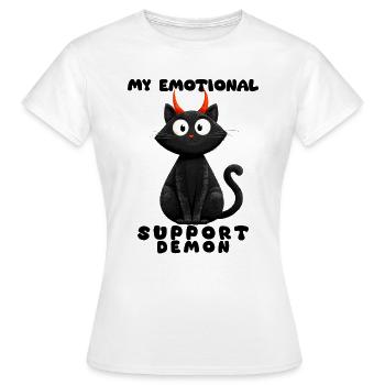 Emotional Support Demon – Funny Cats Edition - Women's T-Shirt - white - Front - AI Model Female 172 dark (172cm)