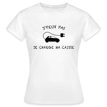 J'peux pas je charge ma caisse - T-shirt Femme - blanc - Devant - AI Model Female 172 dark (172cm)