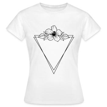Hibiscus Boho Fleur peinte à la main - T-shirt Femme - blanc - Devant - AI Model Female 172 dark (172cm)