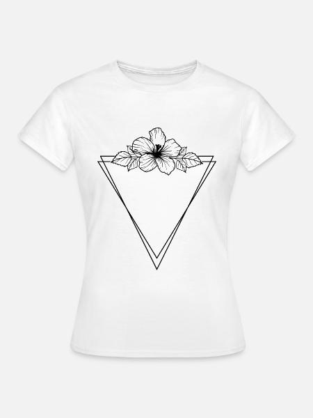 Hibiscus Boho Fleur peinte à la main - T-shirt Femme - blanc