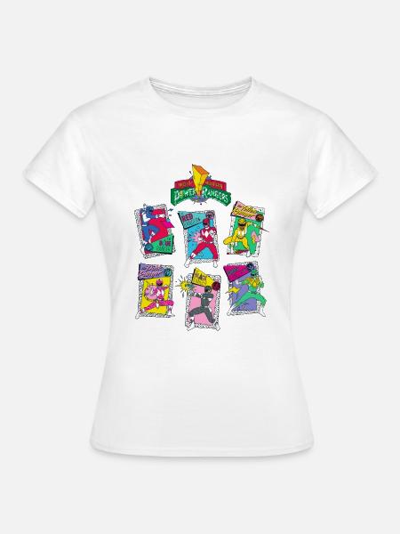 Power Rangers Retro Style Alle Rangers - T-skjorte for kvinner - hvit