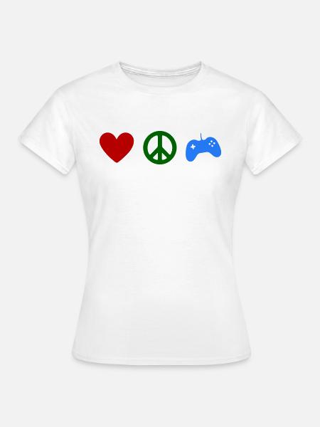 LOVE PEACE & GAMING - Frauen T-Shirt - Weiß