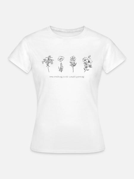 Floral Print mit Slogan - Frauen T-Shirt - Weiß