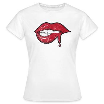 Lèvres bouche dents rouge à lèvres - T-shirt Femme - blanc - Devant - AI Model Female 172 dark (172cm)