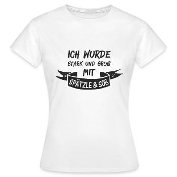 SPÄTZLE & SOß - Frauen T-Shirt - Weiß - Vorne - AI Model Female 172 dark (172cm)