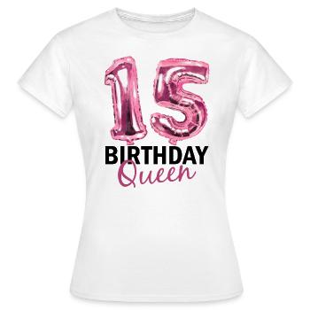 15 ans Cadeau d’anniversaire Fille Ballons Imprimer - T-shirt Femme - blanc - Devant - AI Model Female 172 dark (172cm)